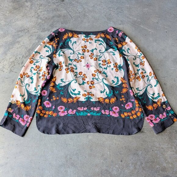 Anthropologie Maeve Florence Floral Boatneck Silk Top size 10 - Picture 10 of 10
